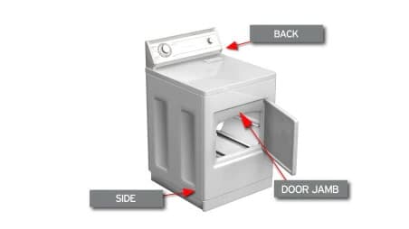 Older dryer model number location