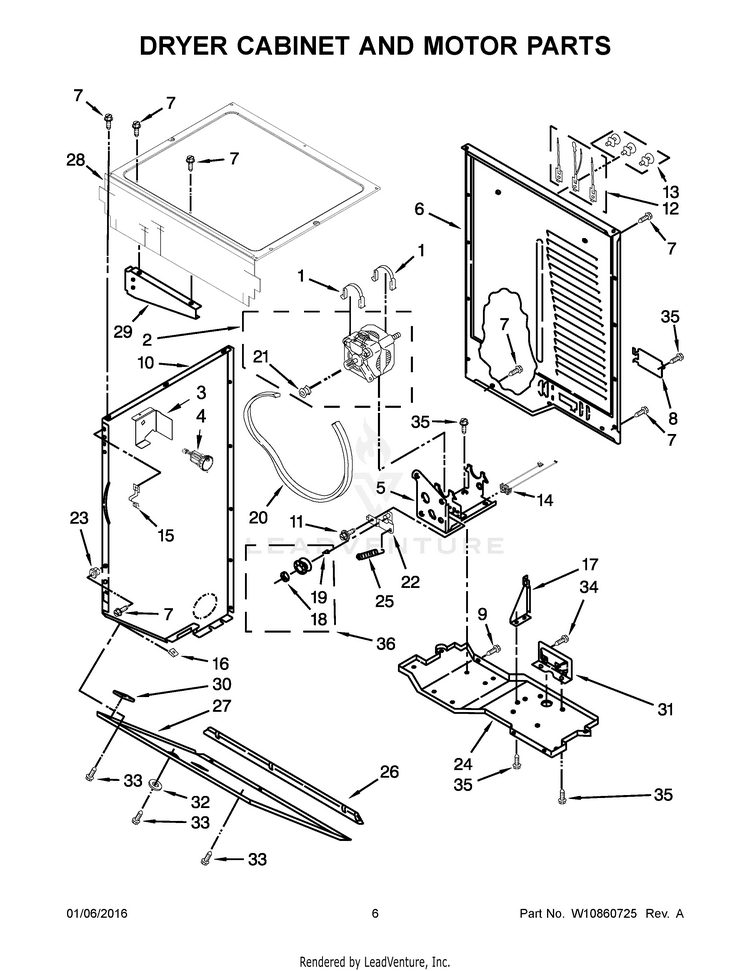 Maytag Dryer Cabinet And Motor Parts WPW10663966