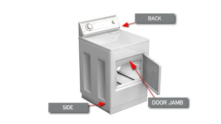 Older dryer model number location
