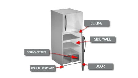 Refrigerator model number location — inside wall