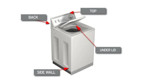 Top load washer model number location — under the lid